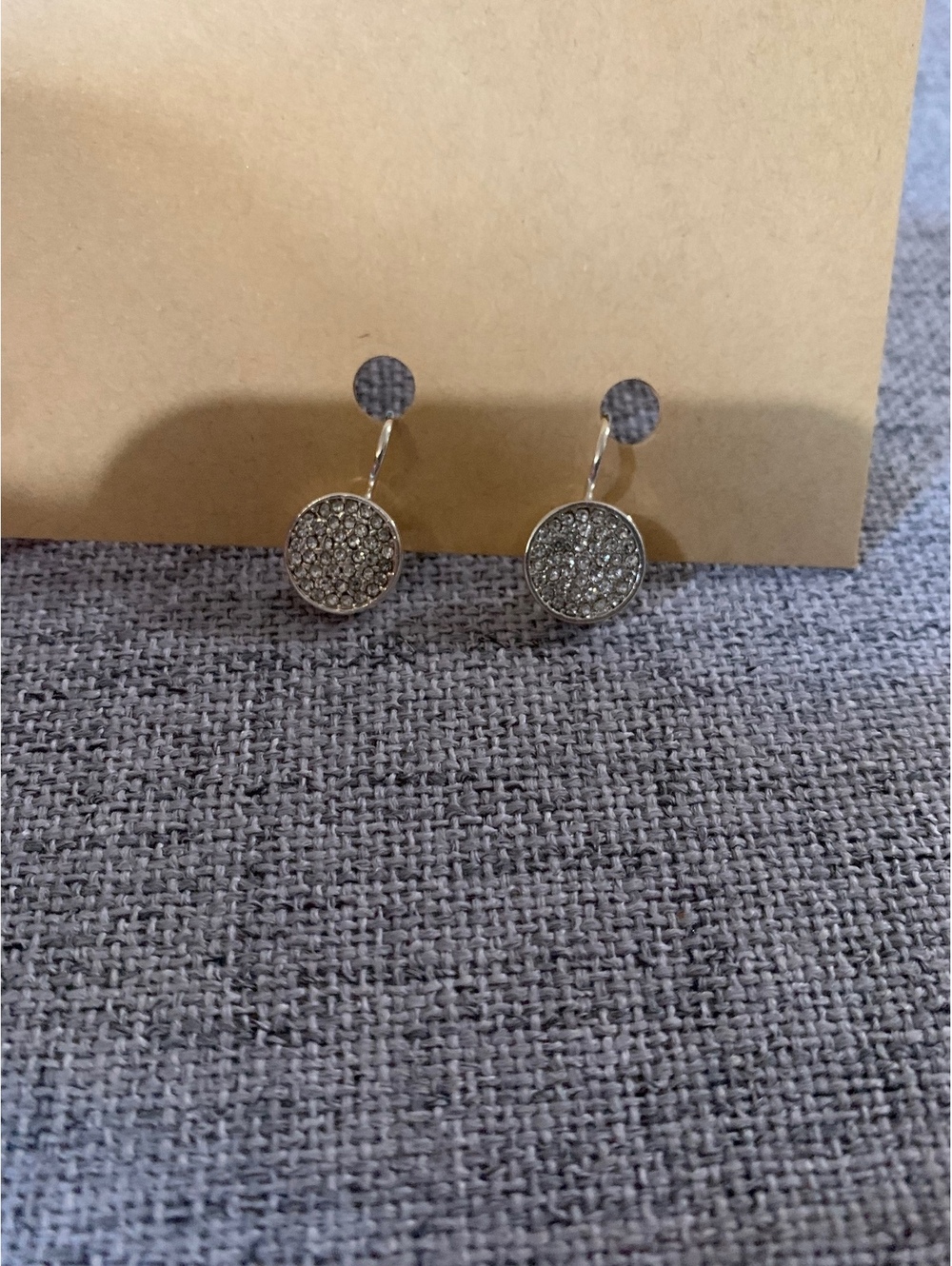 Silver tone round drop earrings